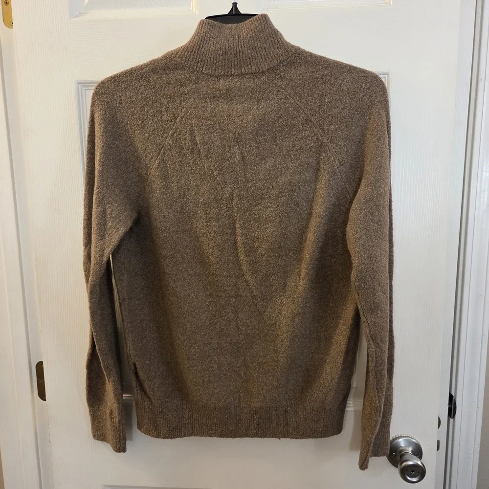 Banana Republic 1/4 Zip Wool Cotton Blend Sweater Sz S men brown long sleeve NWT